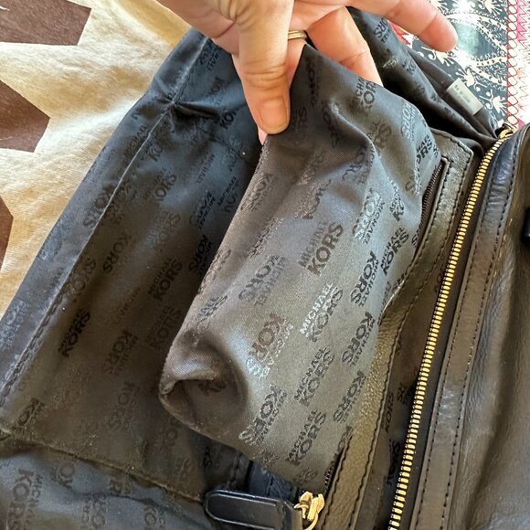 Michael Kors Studded Tumbled Black Leather Silver Twist Shoulder Bag, Dusty, EUC - Picture 14 of 15